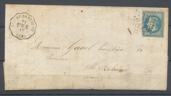 1869 Lettre N°29 Conv.station DOL-DE-BRETAGNE StM.R. ILLE ET VILAINE (34) N3776