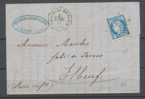 1874 Lettre N°60 Convoyeur station CHAUMONT-EN-VEXIN G.PONT. OISE (58) N3780
