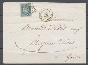 1872 Enveloppe N°60 Convoyeur station LE GRAND-LEMPS L.GR. ISERE (37) N3806
