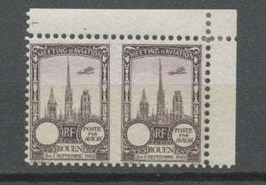 1922 Meeting d'aviation ROUEN paire vignettes non dentel  accidentel N3811