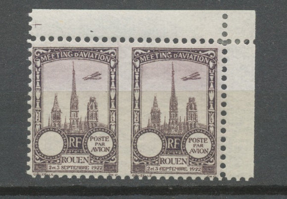 1922 Meeting d'aviation ROUEN paire vignettes non dentel  accidentel N3811