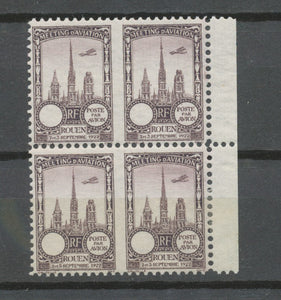 1922 Meeting d'aviation ROUEN Bloc de 4 vignettes sans faciale N* N3812