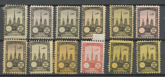 1922 Meeting d'aviation ROUEN 12 vignettes sans faciale N* N3814