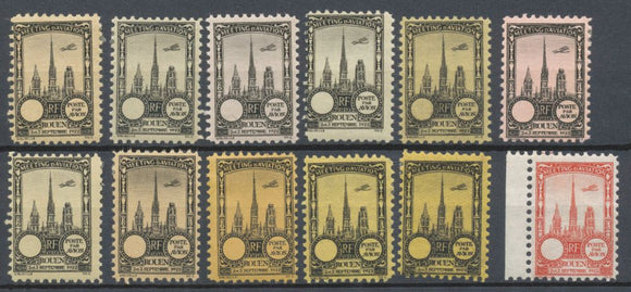 1922 Meeting d'aviation ROUEN 12 vignettes sans faciale N* N3815