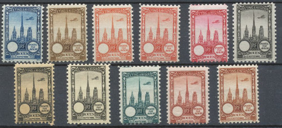 1922 Meeting d'aviation ROUEN 11 vignettes sans faciale N** N3817