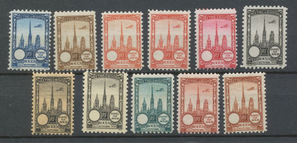 1922 Meeting d'aviation ROUEN 11 vignettes sans faciale N**/N* N3821