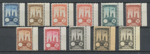 1922 Meeting d'aviation ROUEN 11 vignettes BDF sans faciale N**/N* N3825