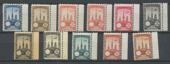 1922 Meeting d'aviation ROUEN 11 vignettes BDF sans faciale N** N3826