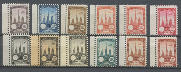 1922 Meeting d'aviation ROUEN 12 vignettes BDF sans faciale N**/N* N3827