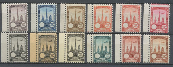 1922 Meeting d'aviation ROUEN 12 vignettes BDF sans faciale N**/N* N3828