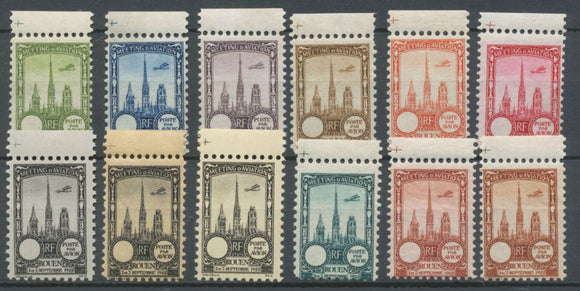 1922 Meeting d'aviation ROUEN 12 vignettes BDF sans faciale N**/N* N3831