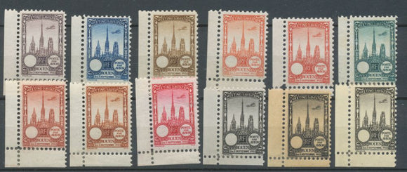 1922 Meeting d'aviation ROUEN 12 vignettes BDF sans faciale N**/N* N3832