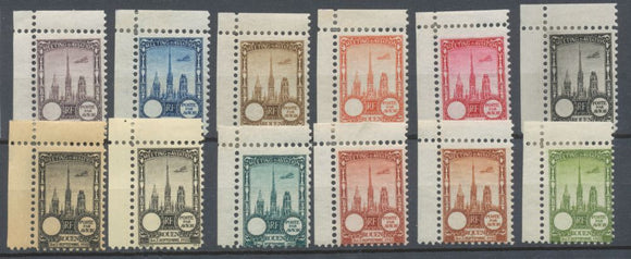 1922 Meeting d'aviation ROUEN 12 vignettes BDF sans faciale N**/N* N3833