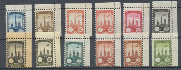 1922 Meeting d'aviation ROUEN 12 vignettes BDF sans faciale N* N3835