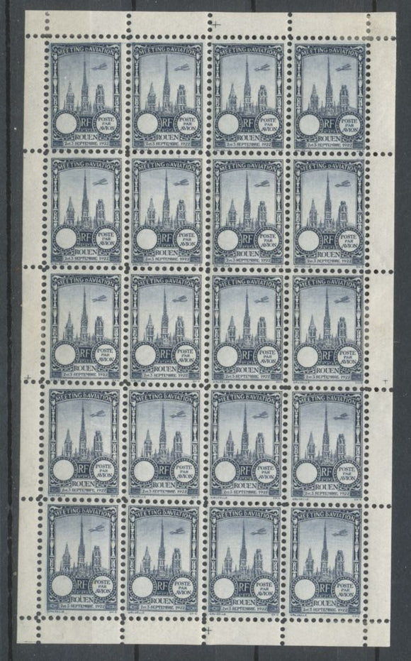 1922 Meeting a rien Rouen feuillet complet de 20 essais Neuf Bleu acier N3837