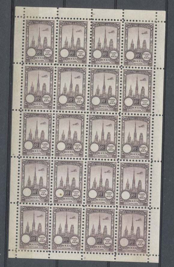 1922 Meeting a rien Rouen feuillet complet de 20 essais Neuf Parme. N3840