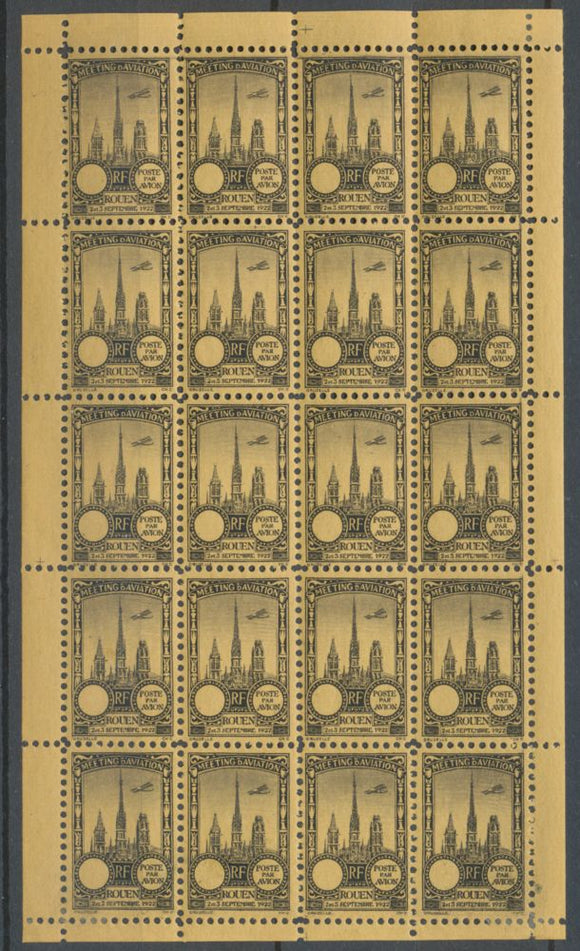 1922 Meeting a rien Rouen feuillet complet de 20 essais Neuf Chamois. N3846