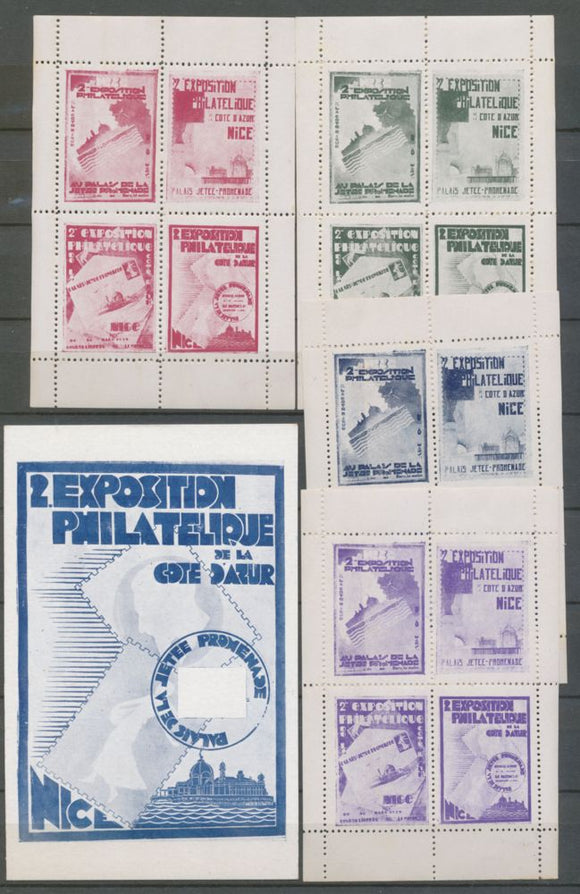 1931 Expo Philat lique Nice CP +4 blocs de 4 vignettes de l'exposition N** N3870