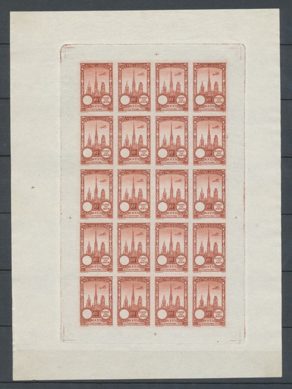 1922 Meeting a rien Rouen feuillet de 20 essais Neuf Brun rge non dentel  N3872
