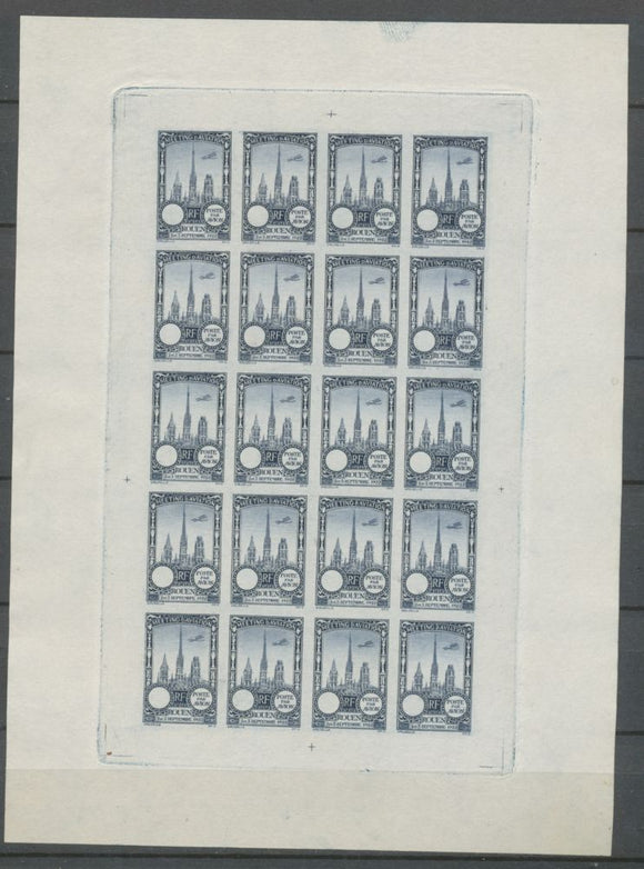 1922 Meeting a rien Rouen feuillet 20 essais Neuf Bleu m tal non dentel  N3873