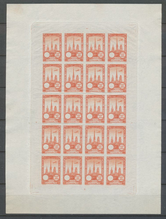 1922 Meeting a rien Rouen feuillet 20 essais Neuf Vermillon non dentel  N3874