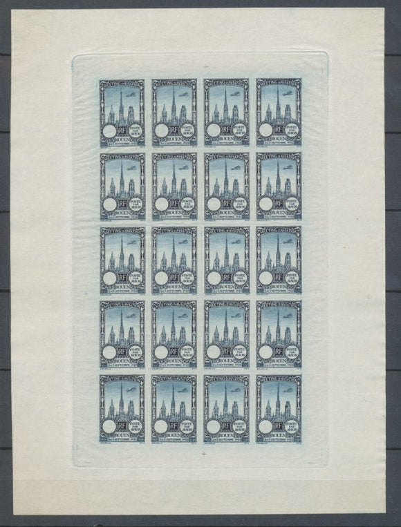 1922 Meeting a rien Rouen feuillet 20 essais Neuf Bleu fonc  non dentel  N3877