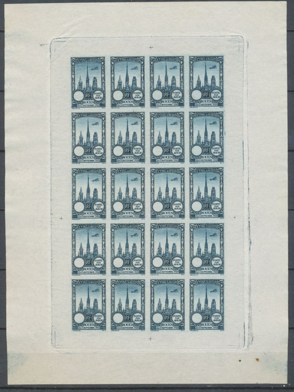 1922 Meeting a rien Rouen feuillet 20 essais Neuf Bleu fonc  non dentel  N3878
