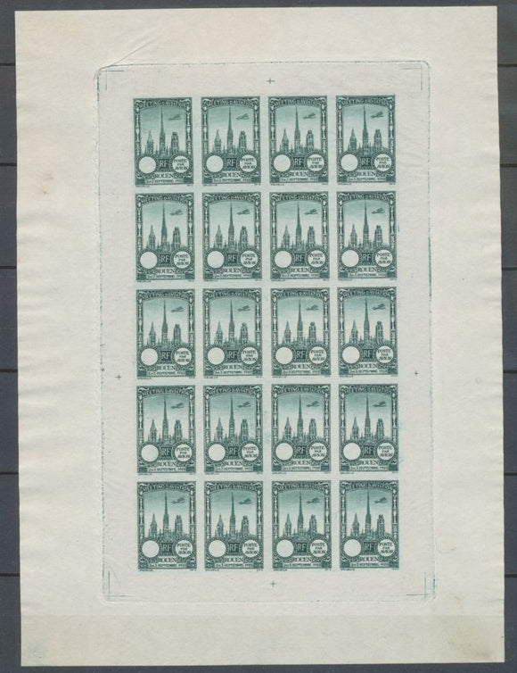 1922 Meeting a rien Rouen feuillet 20 essais Neuf Vert fonc  non dentel  N3879