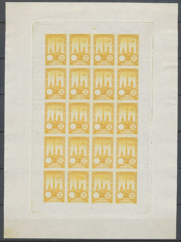 1922 Meeting a rien Rouen feuillet de 20 essais Neuf Jaune vif non dentel  N3882