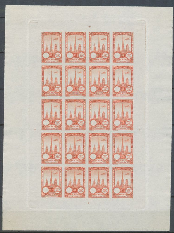 1922 Meeting a rien Rouen feuillet de 20 essais Neuf Rouge non dentel .  N3885