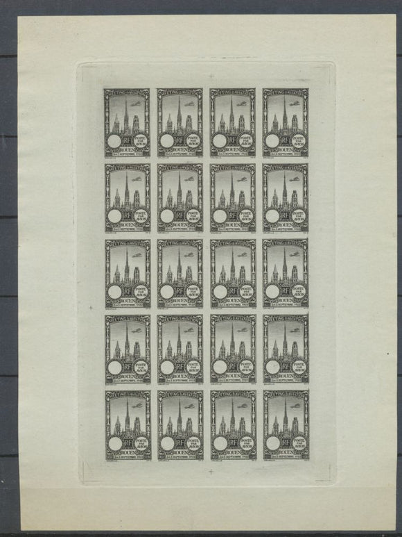 1922 Meeting a rien Rouen feuillet 20 essais Neuf gris vert non dentel  N3886