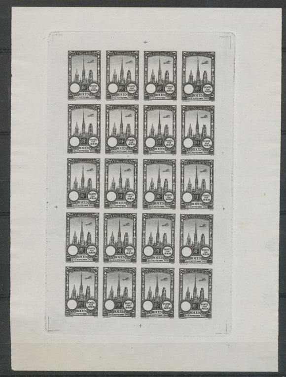 1922 Meeting a rien Rouen feuillet de 20 essais Neuf Noir non dentel .  N3887