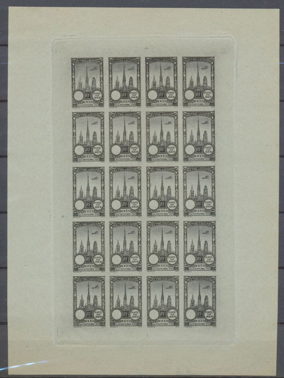 1922 Meeting a rien Rouen feuillet 20 essais Neuf Noir  vert non dentel  N3888