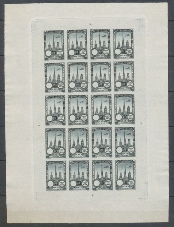 1922 Meeting a rien Rouen feuillet 20 essais Neuf noir Gris non dentel  N3890