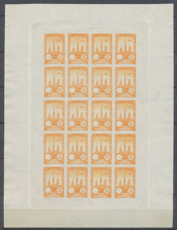 1922 Meeting a rien Rouen feuillet de 20 essais Neuf Orange non dentel .  N3893