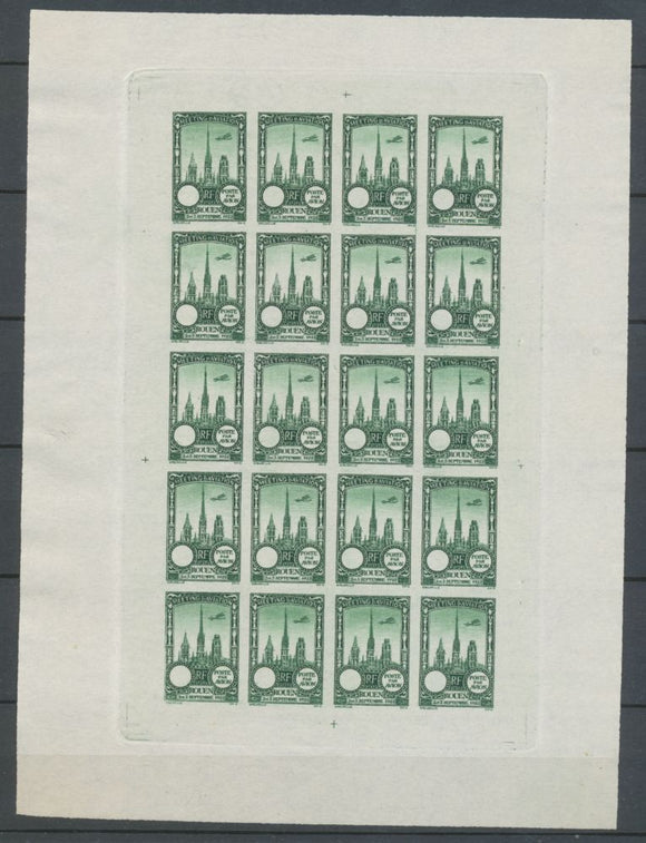 1922 Meeting a rien Rouen feuillet 20 essais Neuf Vert fonc  non dentel  N3894