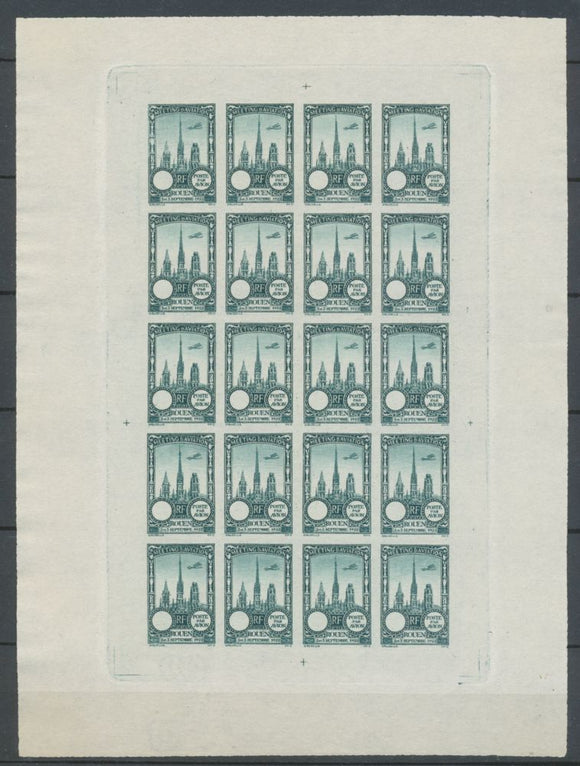 1922 Meeting a rien Rouen feuillet 20 essais Neuf Vert bleu non dentel  N3895