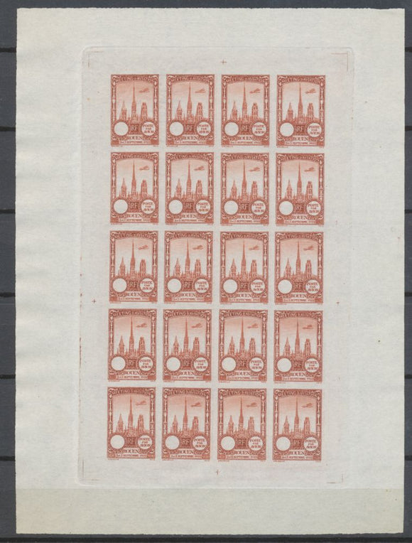 1922 Meeting a rien Rouen feuillet de 20 essais Neuf Brun non dentel .  N3896