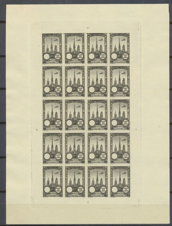1922 Meeting a rien Rouen feuillet 20 essais Noir gris jaune non dentel  N3897