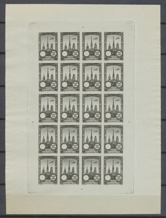 1922 Meeting a rien Rouen feuillet 20 essais Noir gris-vert non dentel  N3898