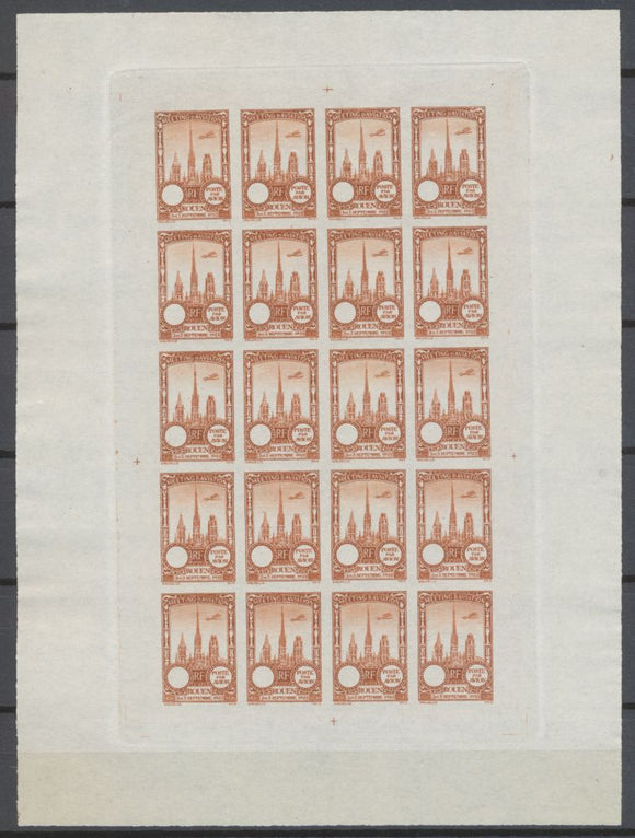 1922 Meeting a rien Rouen feuillet de 20 essais Neuf Brun non dentel .  N3899