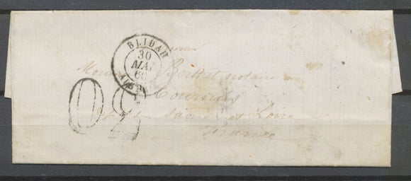 1860 Lettre Taxe 30c CAD BLIDAH ALGERIE Pour Tournus. TB.  N3906