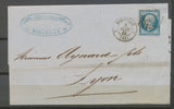1861 Lettre N°22 20C bleu CAD Marseille Route 4. TB N3908