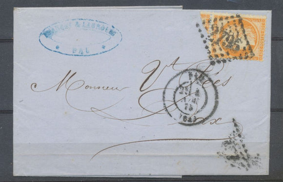 1875 Lettre N°38 40c orange de Pau GC2795 pour Dax. TB N3913