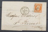 1857 Lettre N°16a 40c orange de Orléans pour St Florent Superbe N3919
