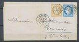 1875 Lettre N°55 et N°60 à 40c obl GC2152 Macon pour Tournus. TB N3923