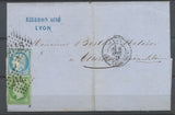 1871 Lettre avec aff. Septembre 1871 N°37 20c bleu et N°20 5c vert N3924