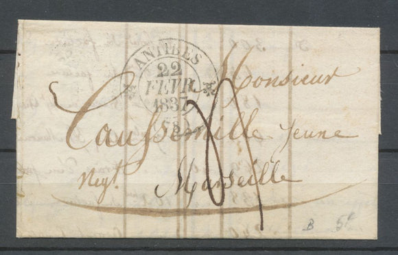 1837 Lettre CAD Type 12 ANTIBES ALPES MARITIMES (87) TB N3933