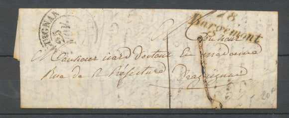 1831 Lettre Cursive 78 Bargemont + CAD T12 DRAGUIGNAN VAR(78) TB N3940