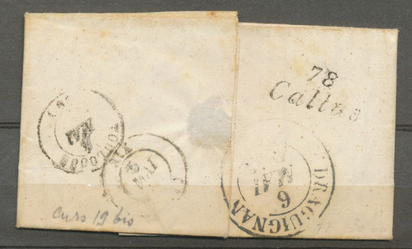1840 petite lettre de Agen avec Cusrive 78 CALLAS en arrivée. TB. N3949
